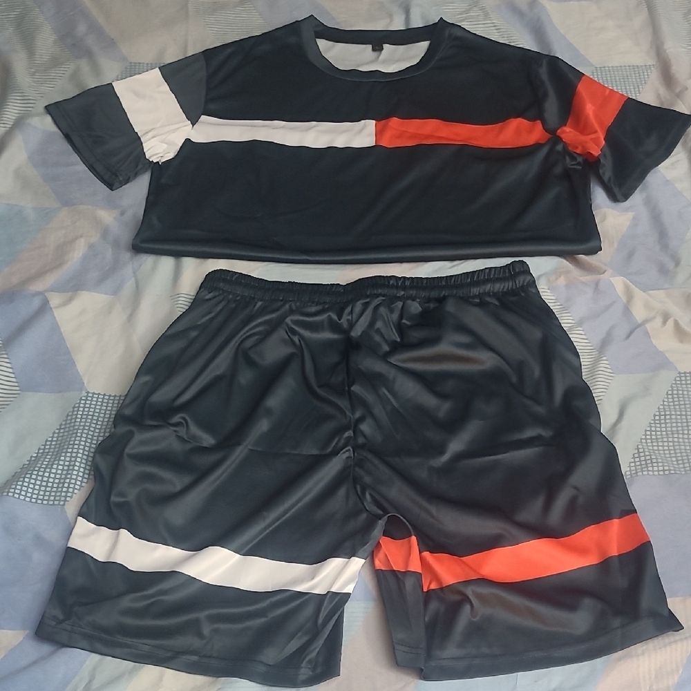Men's Black and Red Athletic Shorts
